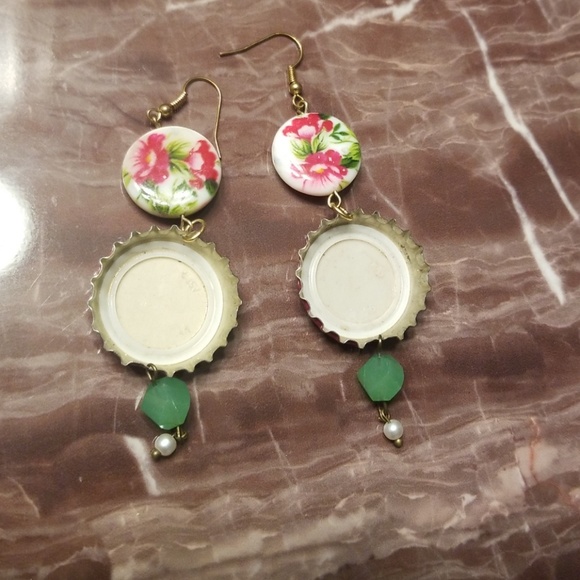 Dogfish Head Floral Beer Earrings Handmade NEW - Picture 4 of 4